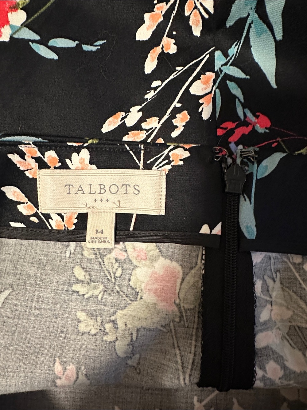 Talbots Black Floral Pencil Skirt with Colorful Blooms - Picture 6 of 6
